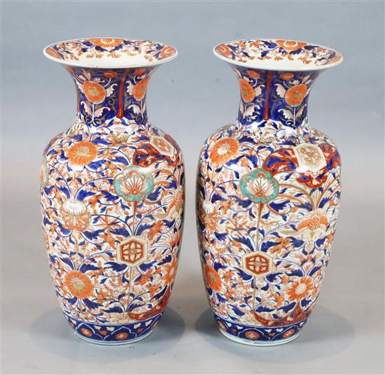 A large pair of Japanese Imari baluster vases, H.56cm